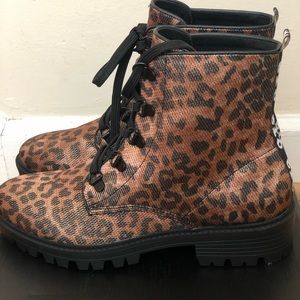 Brand New! Kendall + Kylie leopard combat boots.